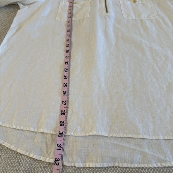 Ellen Tracy womens shirt size XXL 100% linen roll-tab sleeve popover beach - Picture 13 of 13